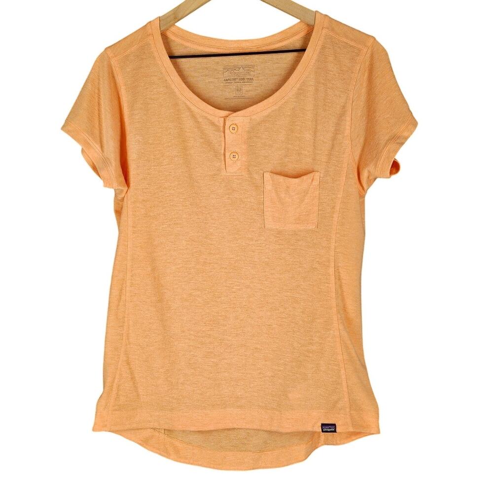 PATAGONIA WOMEN'S ORANGE CAPILENE COOL TRAIL BLOUSE TOP SIZE MEDIUM
